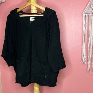 Roxy 3/4 sleeve front pocket embroidered hoodie size L